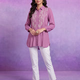 Pink Rayon Embroidered Shirt