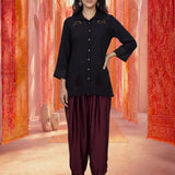 Wine Satin Relaxed Fit Salwar