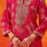 Sanaz Fuchsia Printed Shantoon Co-ord Set