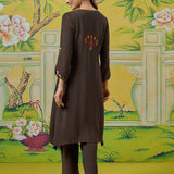 Myra Charcoal Grey Applique Embroidered Kurta Set