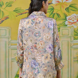 Eshara Misty Grey Floral Printed Shirt