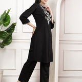 Cotton Linen Embroidered Tunic Trouser Co-Ord Set