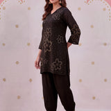 Meher Black Embroidered A-Line Kurta Set