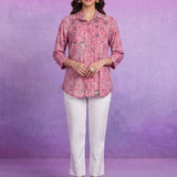 Viscose Rayon Pink Floral Print Kurti