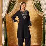 Avika Graphite Black Embroidered Suit Set