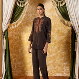 Riddhima Brown Plum Embroidered Co-ord Set