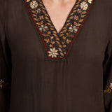 Aayat Subtle Brown Embroidered Kurta Set