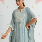 Amaira Celeste Blue Embroidered Kaftan Set