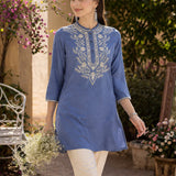 Lakhnavi Embroidered A-Line Rayon Kurti