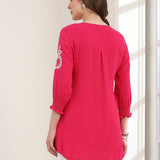 Lucknowi Embroidered Cotton Tunic Shirt