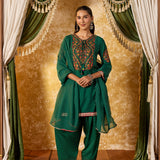 Nysa Emerald Green Embroidered Farshi Suit Set