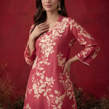 Fuchsia Printed Cotton Blend Relaxed Co-ord Set
