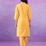 Avni Yellow Embroidered Kurta Set