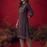 Flora Deep Purple Printed Shantoon Kurta for Women