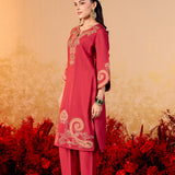 Aarohi Brick Red Embroidered Suit Set