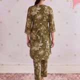 Ira Olive Green Printed Kurta Set