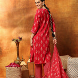 Viscose Rayon Ethnic Printed Kurta Trouser Dupatta Set