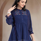 Ethnic Threadwork A-Line Georgette Kurti
