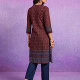 Maroon Printed Viscose Straight Co-Ord Set