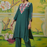 Myra Marine Teal Applique Embroidered Kurta Set