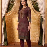 Saanika Dusky Red Printed Kurta Set