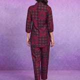 Maroon Rayon Straight Co-ord Set