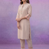 Ivory Applique Kurta Set with Organza Trims