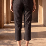 Black Cotton Blend Regular Fit Capris