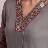 Aayat Silver Grey Embroidered Kurta Set