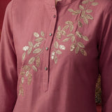 Dusky Pink Solid Cotton Straight Co-Ord Set