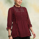Ethnic Threadwork A-Line Georgette Kurti