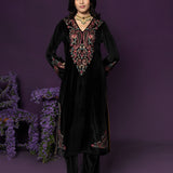 Navya Black Embroidered Velvet Suit Set with Brasso Dupatta
