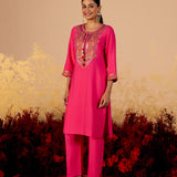 Anaya Barbie Fuchsia Embroidered Kurta Set