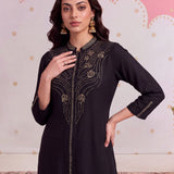 Nyra Matt Black Embroidered Kurta Set