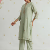 Aafiya Mint Green Embroidered Suit Set
