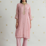 Aafiya Powder Pink Embroidered Suit Set