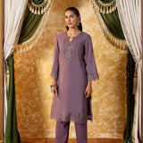 Tanirika Heather Lavender Embroidered Kurta Set