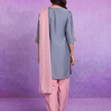 Pink Terylene Straight Kurta Set with Dupatta