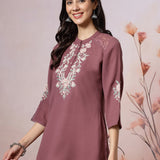 Thread Embroidered Crepe Kurti