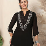 Floral Embroidered A-Line Short Kurti