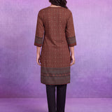 Brown Printed Viscose Straight Co-Ord Set
