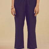 Ibadat Deep Purple Floral Embroidered Rayon V-neck Kurta Set with Pockets