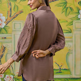 Zaria Milk Chocolate Embroidered Shirt