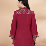 Solid Embroidered Straight Tunic Shirt