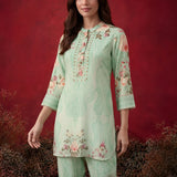 Mint  Green Printed Shantoon Regular Co-ord Set