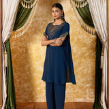 Vanya Space Blue Embroidered Co-ord Set