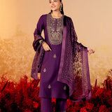 Riva Imperial Purple Embroidered Suit Set