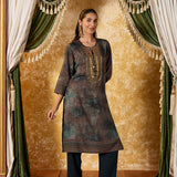 Saanika Coal Green Printed Kurta Set