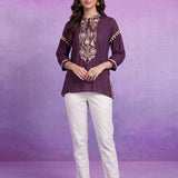 Cotton Lavender Embroidered Tunic