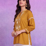 Cotton Mustard Embroidered Tunic